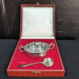 Boxed Solid Silver Travelling Home Christening Baptism Set with Bowl & Ladle