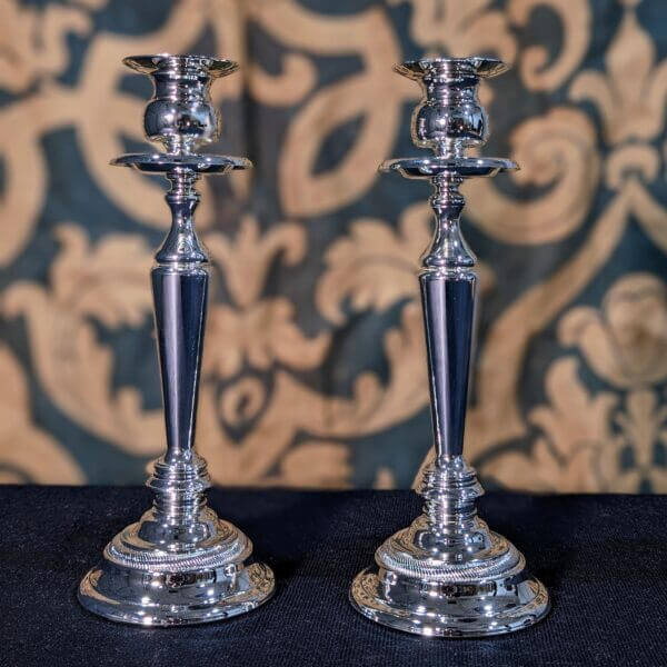 A Pair of Silver Plate Altar Candlesticks with Removable Candle Holders