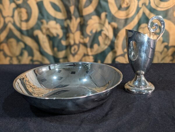 Silver Plated Brass Baptismal Bowl & Ewer Jug Set