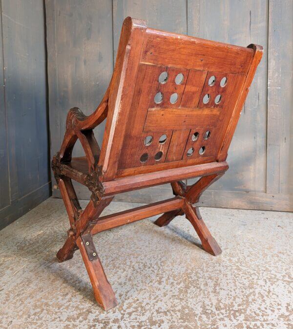 Highly Decorative and Unusual X-Frame Antique Gothic Glastonbury type Clergy Chair in Teak and Baltic Pine