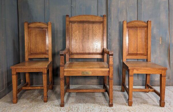 Set of 3 Mid Century Oak Clergy Chairs from Southend Elim Pentecostal Church