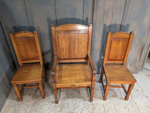 Set of 3 Mid Century Oak Clergy Chairs from Southend Elim Pentecostal Church