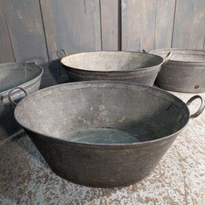 Church Attic Find - Vintage Hungarian Galvanised Steel Bath Tubs/Planters Log/Holders