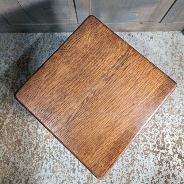 Nice Mid-Century Solid Oak Utility Stool with Stretchers