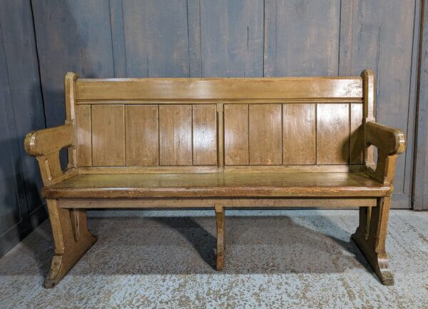 Charming Vintage Pine Painted Armrest Church Benches Pews from St Mark’s Teddington