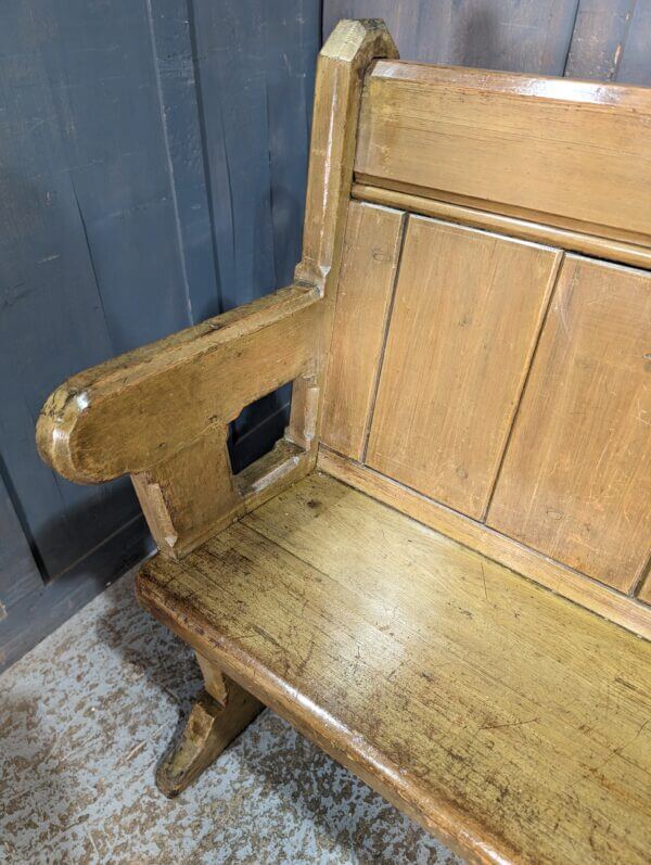 Charming Vintage Pine Painted Armrest Church Benches Pews from St Mark’s Teddington