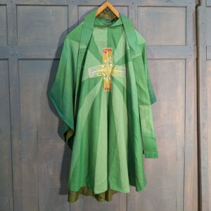 Modern Charles Farris Green Chasuble with 'Stained Glass Window' Cross Designs
