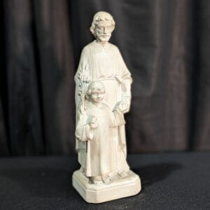 Charming Unpainted Antique French Religious Statue of St Joseph and Child