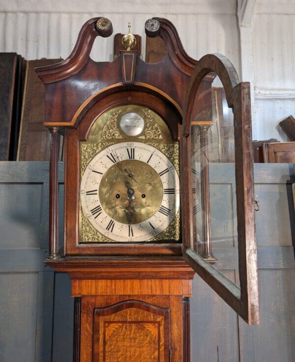 Georgian Early 1800’s Inlaid Oak Extra Tall 8 Day Longcase Clock Marked Edward Heys Brindle PROJECT