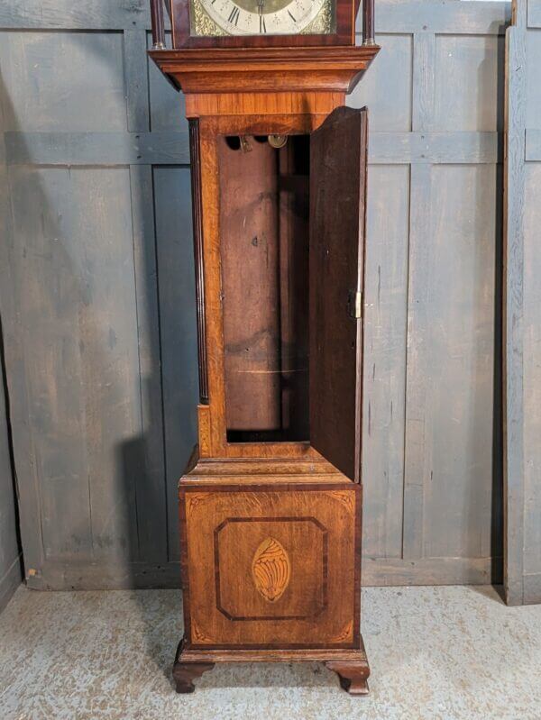 Georgian Early 1800's Inlaid Oak Extra Tall 8 Day Longcase Clock Marked Edward Heys Brindle PROJECT