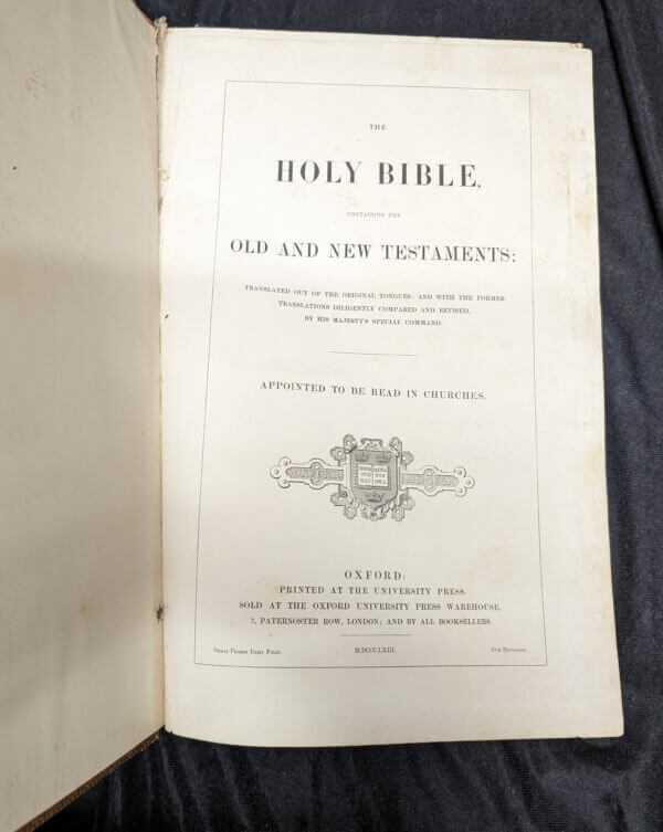 Local Surrey Interest 1868 Outsize Church Lectern Leather Bible from Mickleham Church