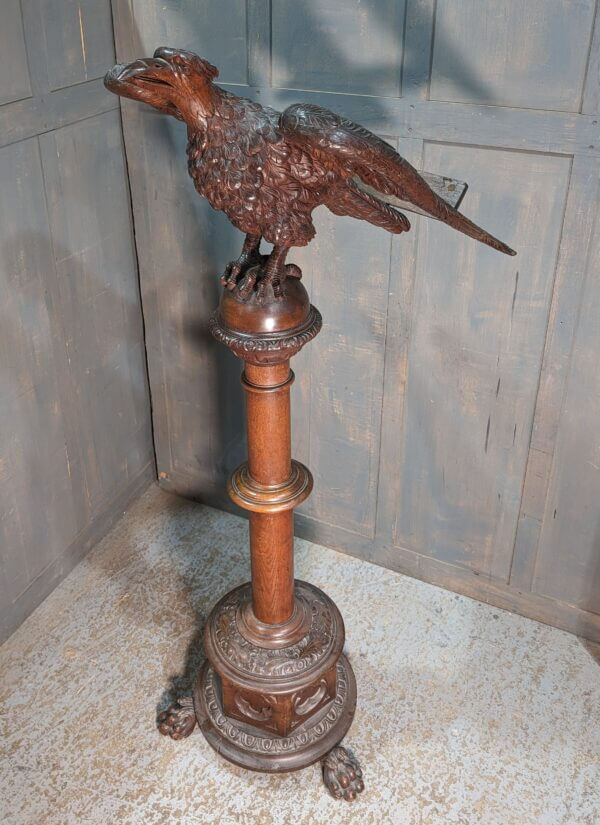 Top Quality Antique Outsize Gothic Carved Oak Eagle Lectern from St Andrew's Oxford