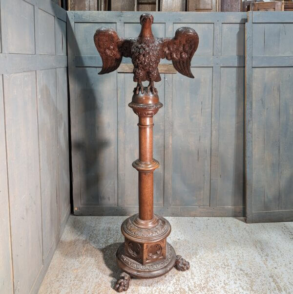 Top Quality Antique Outsize Gothic Carved Oak Eagle Lectern from St Andrew's Oxford