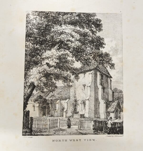 Local Surrey Interest 1824 Illustrated Study on Mickleham Church