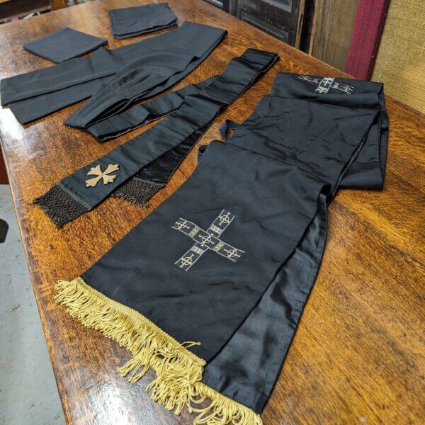 Group of 5 Black Clergy Items Stole Veil Burse Preaching Scarf & Tippet