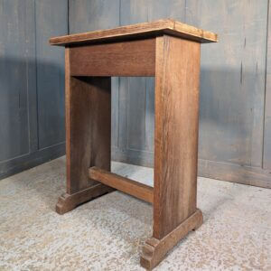 Simple Solid Oak Mid Century Church Credence Table with Shelf