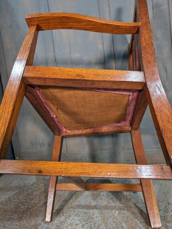 Arts & Crafts Oak Armchair with Hearts
