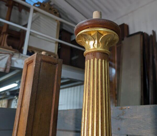 A set of Four Classically Shaped Oak Altar Angel Columns Posts