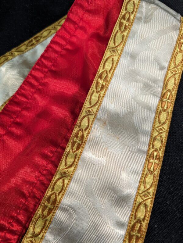 Three Vintage Church Stoles Red Ivory & Green with Crosses