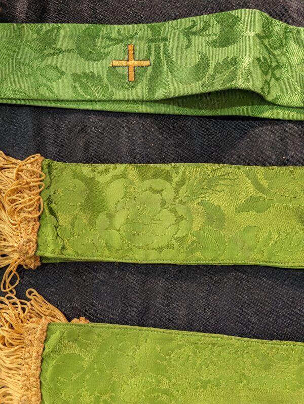 Three Very Clean Green Silk Damask Bible Bookmarks