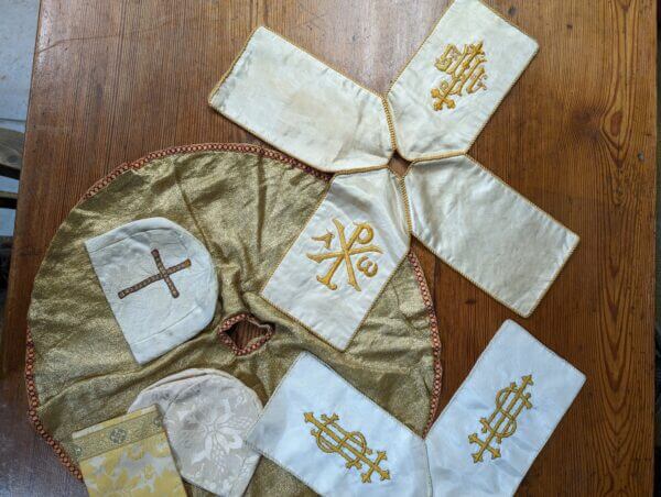 Collection of 6 Antique & Vintage Ciborium Covers Embroidered Silk