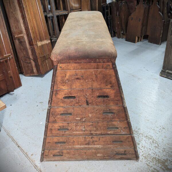 1900's Antique Pine & Leather Gymnasium Exercise Horse Crypt Find