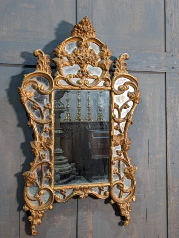 Smaller Size Louis XV Style Antique Carved Gilded Mirror
