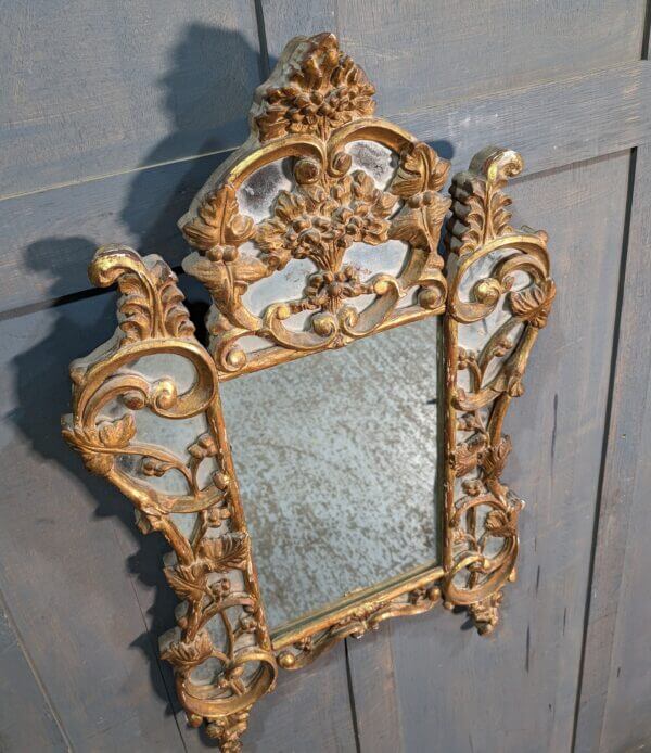 Smaller Size Louis XV Style Antique Carved Gilded Mirror