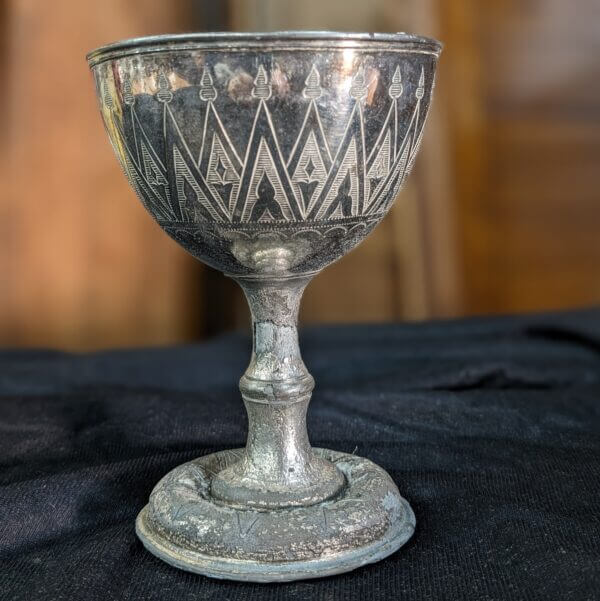 Large & Unusual Medieval Styled Vintage Silver Plate Chalice