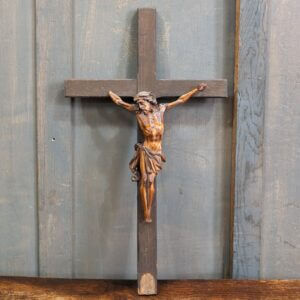 Damaged Vintage Carved Oak & Limewood Crucifix