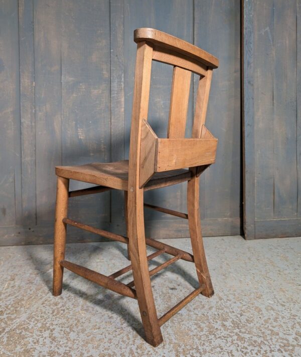 Handsome Mid Century Elm & Beech Splat Back Church Chapel Chairs with Racks