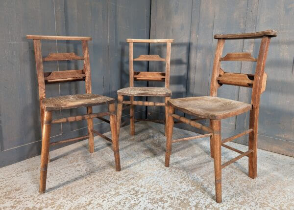 Melton Constable Early 1900's Old Church Chapel Chairs with Turned Legs OLD WOODWORM HOLES CLEARANCE PRICE