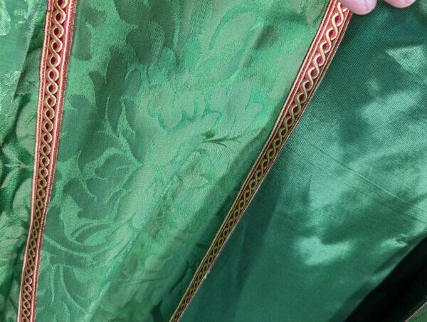 Large Vintage Green Embroidered Silk Cope with Stole from St Mary's Penzance