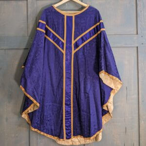 Purple Damask Silk Chasuble With Gold Orphreys From St Mary's Penzance