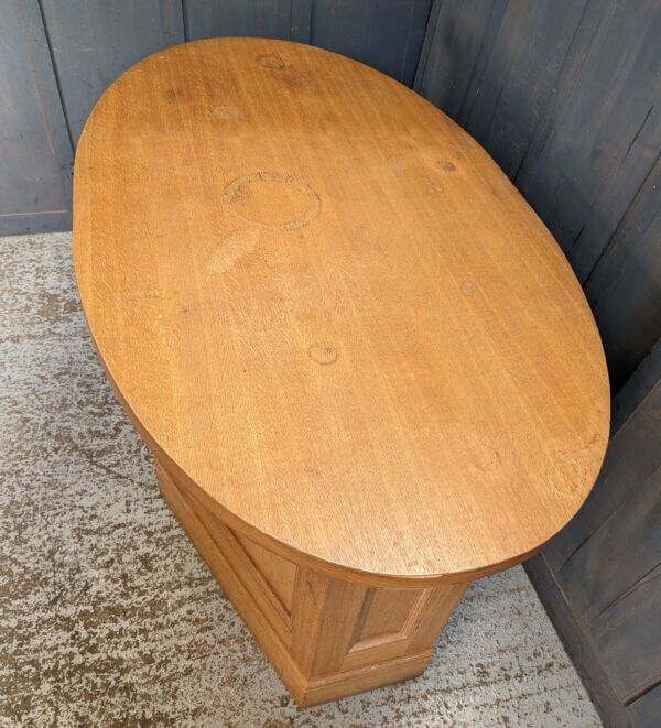 Contemporary Classical Styled Oak and Veneer Altar Table with Oval Top