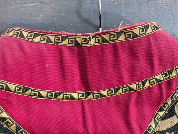 Heavy Thick Ribbed Red Silk Cope with Gold & Black Pomegranates