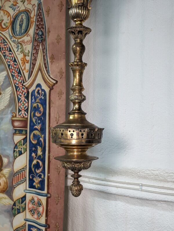 Antique Highly Unusual Heavy Bronze Hanging Incense Burner