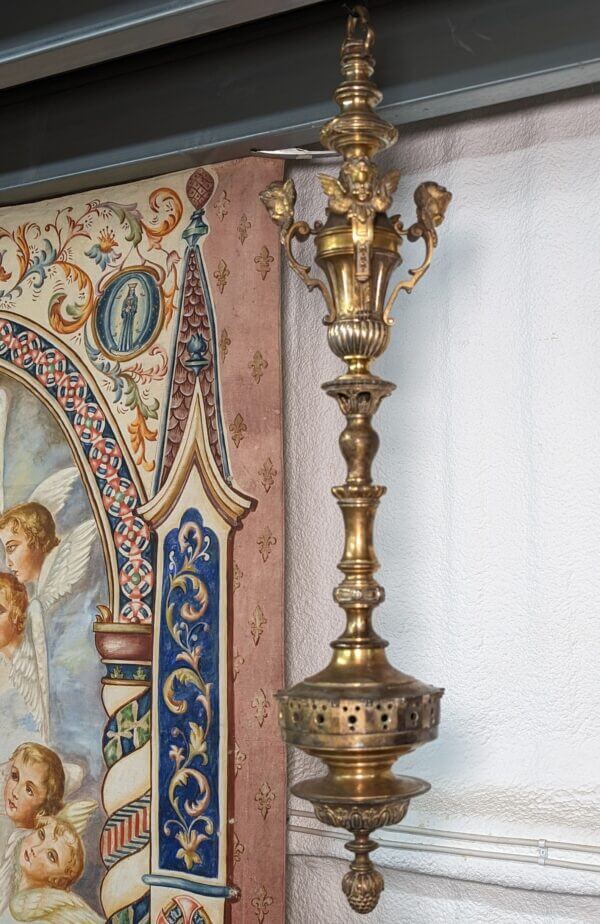 Antique Highly Unusual Heavy Bronze Hanging Incense Burner