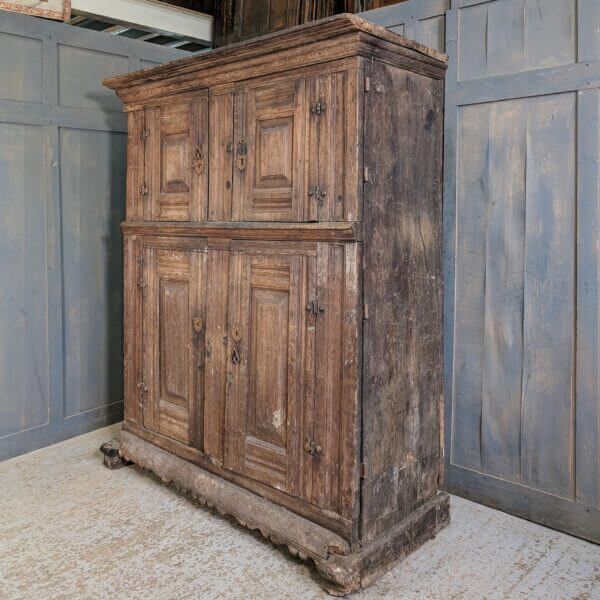 Antique Continental 17th Century Style Immensely Heavy Four Door Hardwood Cabinet/Cupboard