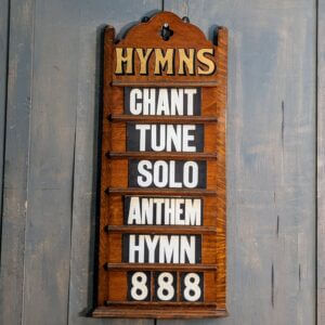 Antique Oak 6 Hymn Hymn Board with Instruction Cards from North Weald MC