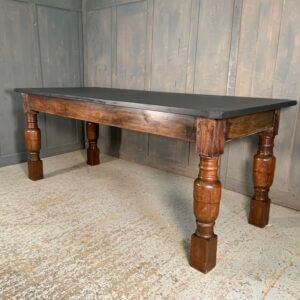 Unique & Unusual Oak & Slate Top Vintage Altar Dining Table with Five Crosses