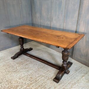 Small Cannon Baluster Leg Larger Size Vintage Oak Refectory Table