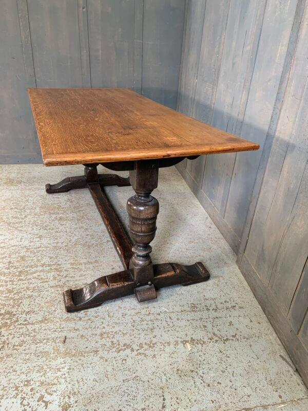 Small Cannon Baluster Leg Larger Size Vintage Oak Refectory Table