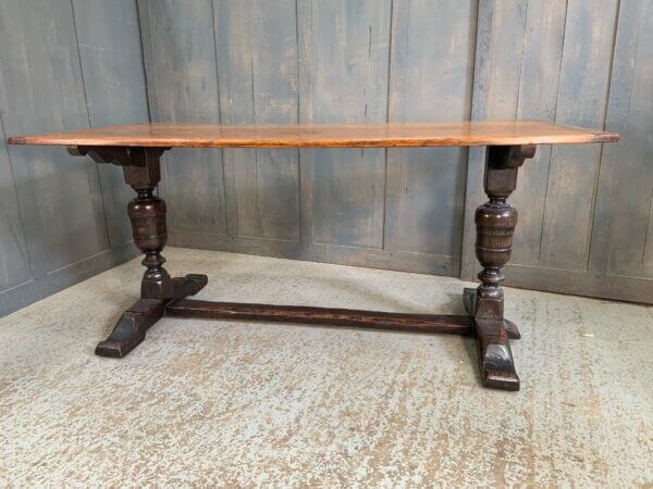 Small Cannon Baluster Leg Larger Size Vintage Oak Refectory Table