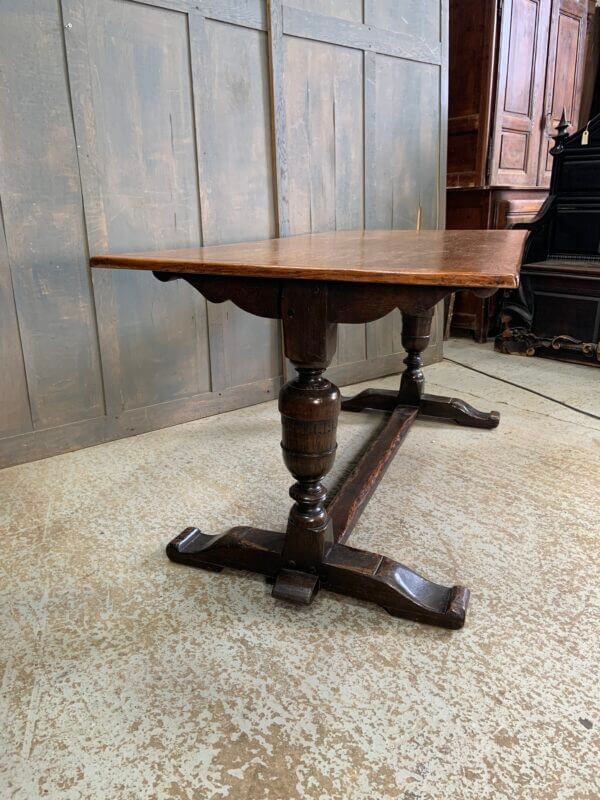 Small Cannon Baluster Leg Larger Size Vintage Oak Refectory Table