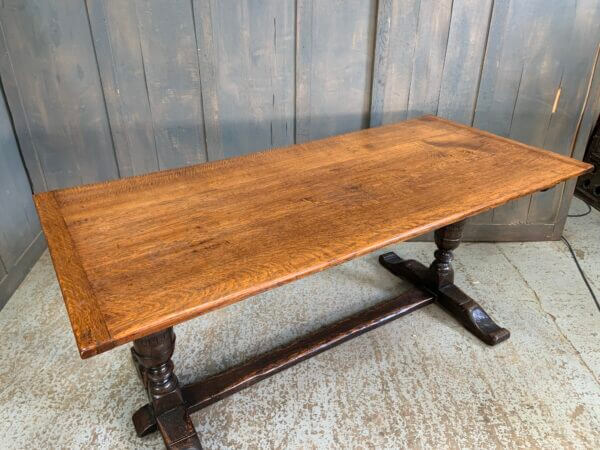 Small Cannon Baluster Leg Larger Size Vintage Oak Refectory Table