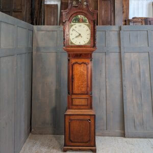 Attractive Early 1800's Oak & Mahogany Grandfather Clock by J Aults Belper