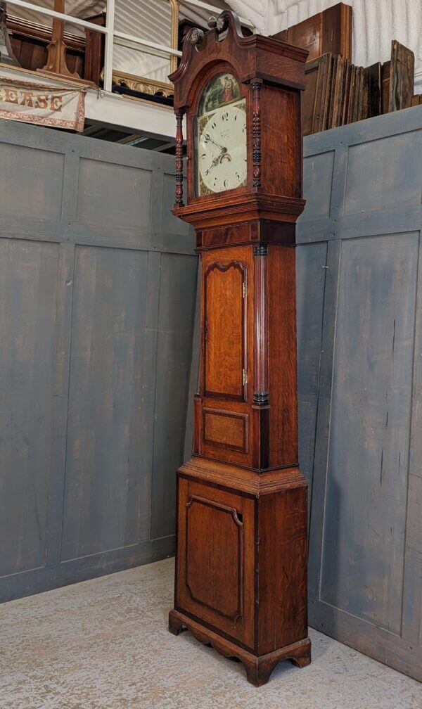 Attractive Early 1800's Oak & Mahogany Grandfather Clock by J Aults Belper