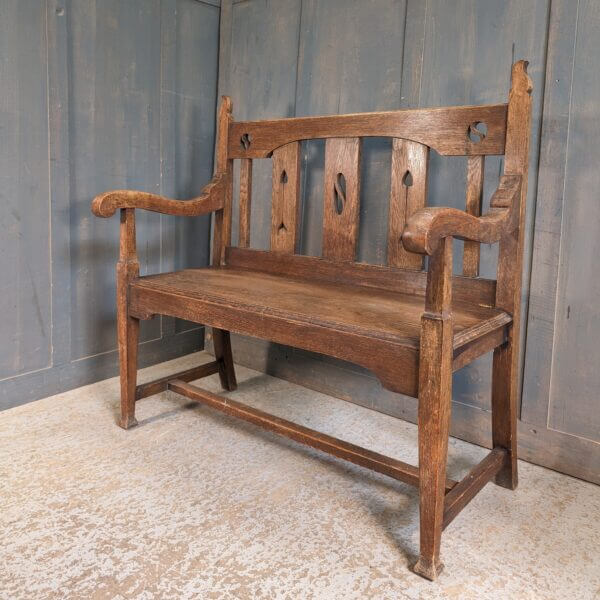 Circa 1900 Liberty Style Oak Arts & Crafts Settle