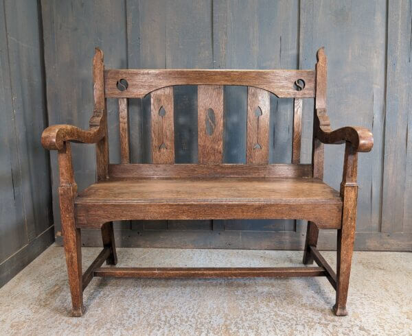 Circa 1900 Liberty Style Oak Arts & Crafts Settle